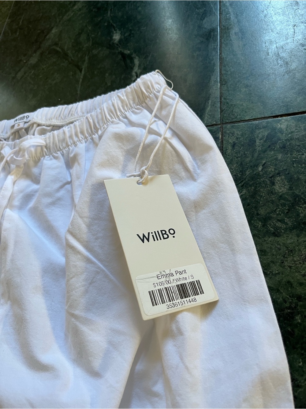 White Drawstring Boot-Cut Pants - Picture 10 of 12